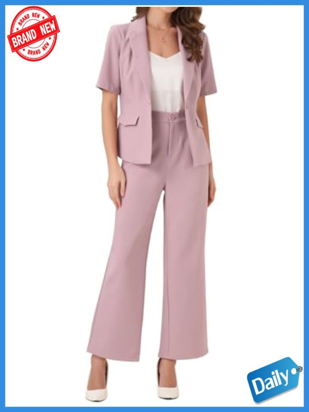 Women's 2 Piece Pantsuit Set - Blazer & Matching Pants, Work Office Attire,